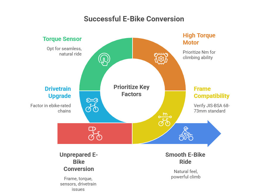 step by step showing you how to convert a bike to an ebike
