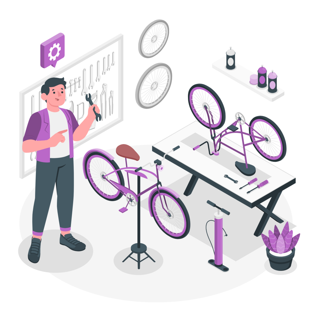 shows image of cartoon man in a workshop