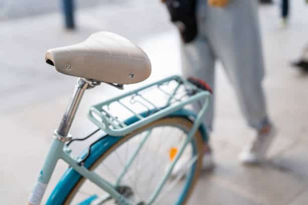 Close up of the bicycle in the city