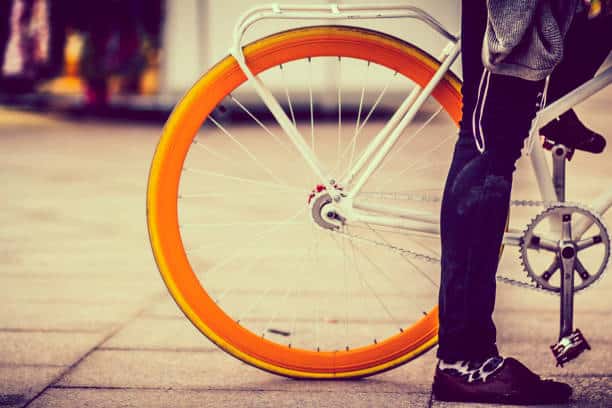 close up shot of a tire that displays the mechanical discs of an e-bike brake