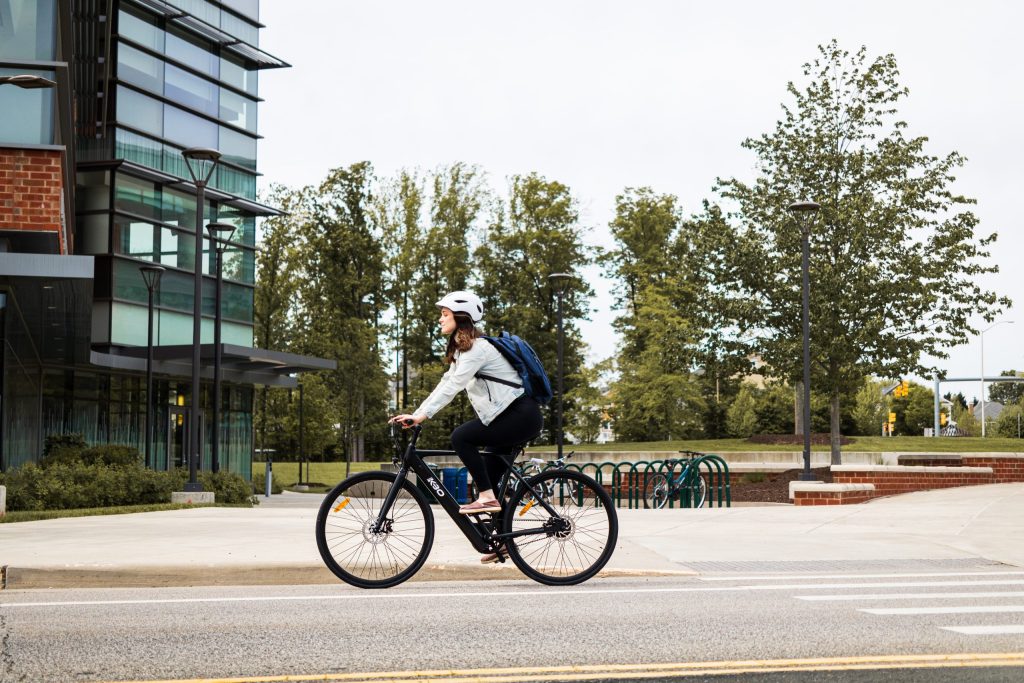 person riding an e-bike